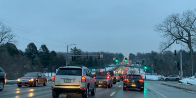 Rush hour traffic on West Dodge Road