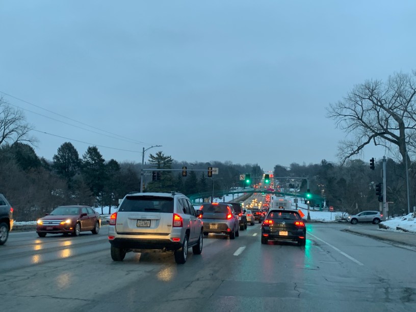 Rush hour traffic on West Dodge Road